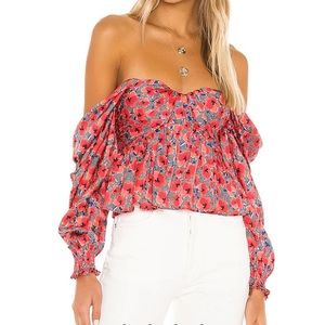 REVOLVE Burna Blouse in Red Poppy Floral